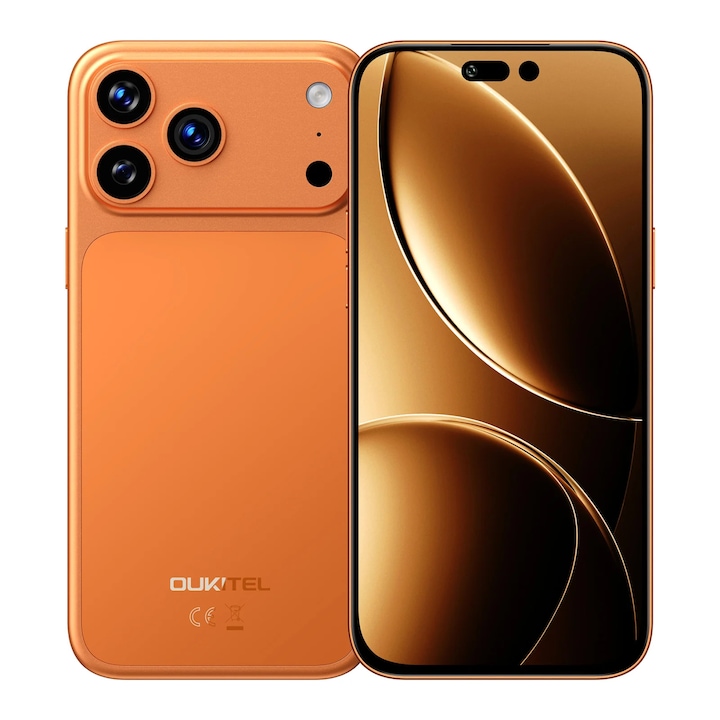 OUKITEL C17 Plus mobiltelefon, narancssárga, 6.9" 120Hz, 16GB RAM, 128GB, 64MP kamera