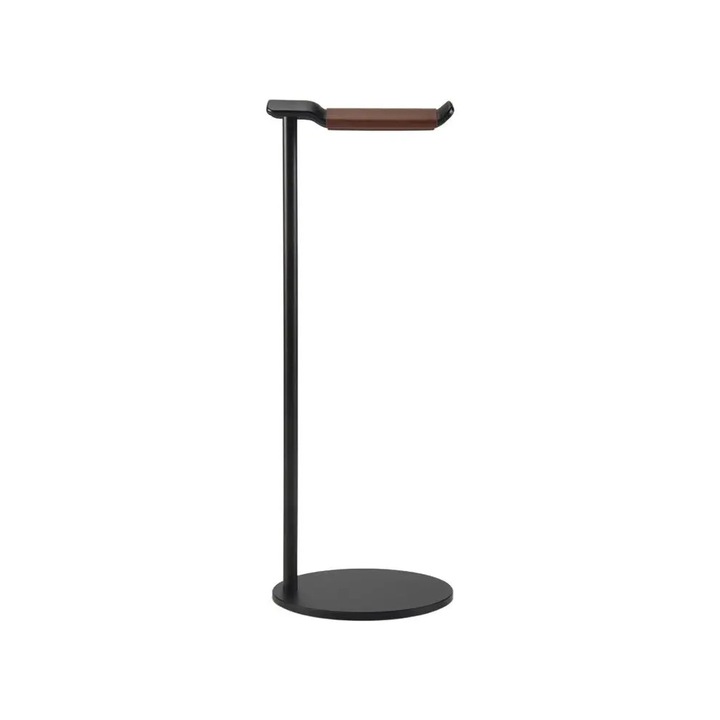 K0255-0810-CDCJ41481 fejhallgató állvány, ívelt fém alumínium tartó stabil talppal, fekete, 27 x 10 x 0.5 cm