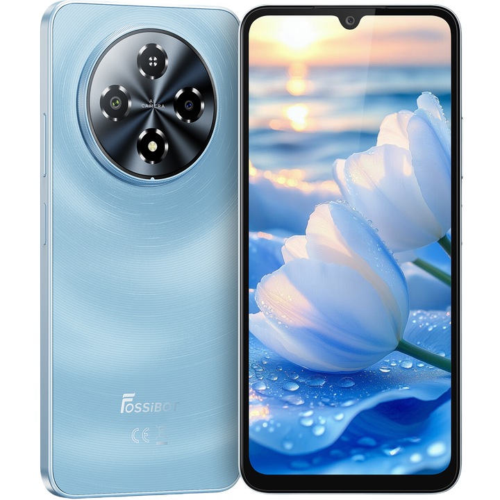 Мобилен телефон Fossibot S5 Pro, 4G, Dual SIM, 6.88" 120Hz, осемядрен, 8GB RAM, 256GB, камера 50MP + 8MP, 6000mAh, Android 15, син