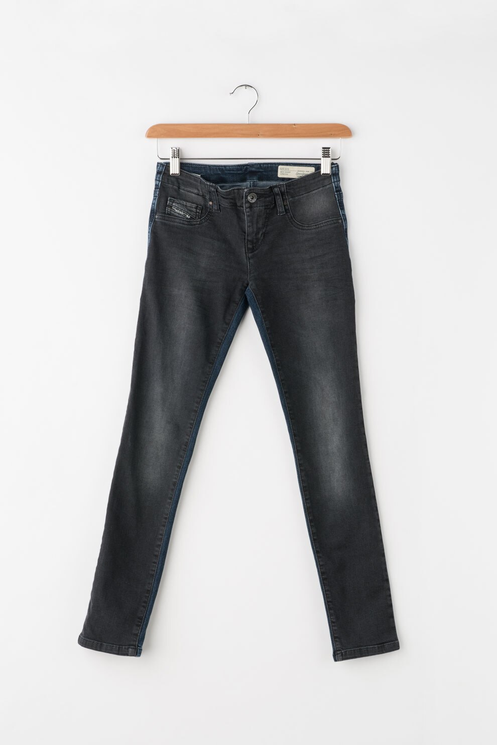 Diesel, Blugi slim fit Speed, Negru/ Albastru inchis
