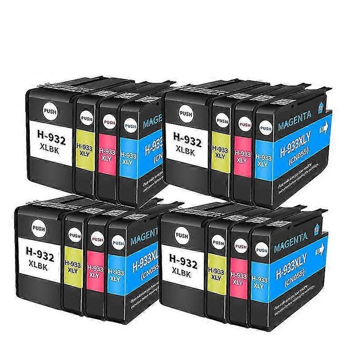 HP 932XL/933XL kompatibilis tintapatron szett chippel, fekete 50 ml + cián/magenta/sárga 15 ml, Officejet 6100/6600/6700/7110/7610/7612 modellekhez, 4 db-os szett