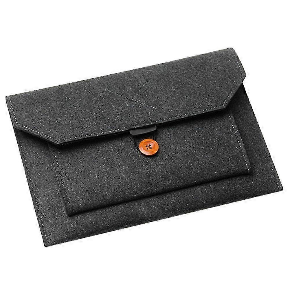 Husa pentru laptop din fetru cu buzunar frontal si inchidere cu buton, negru, 15 inch