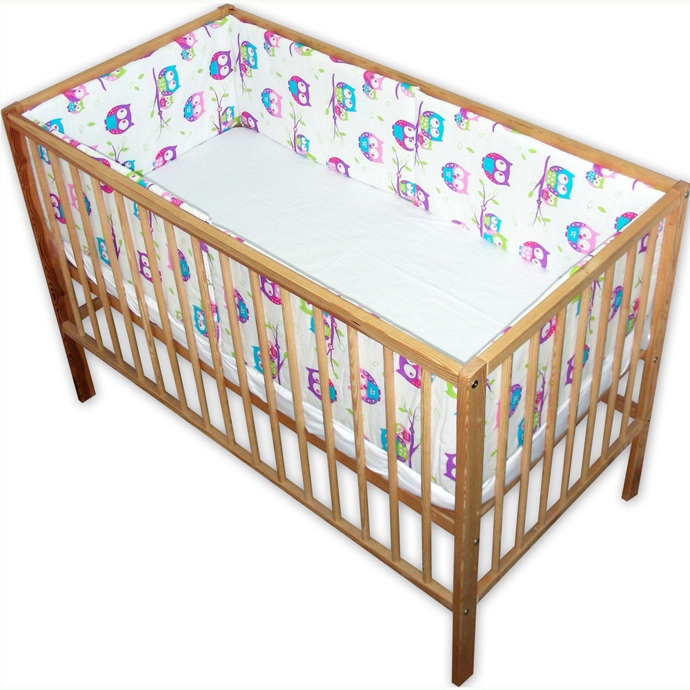 Set aparatoare bufnite alb cu mov, in patut 120 x 60 cm