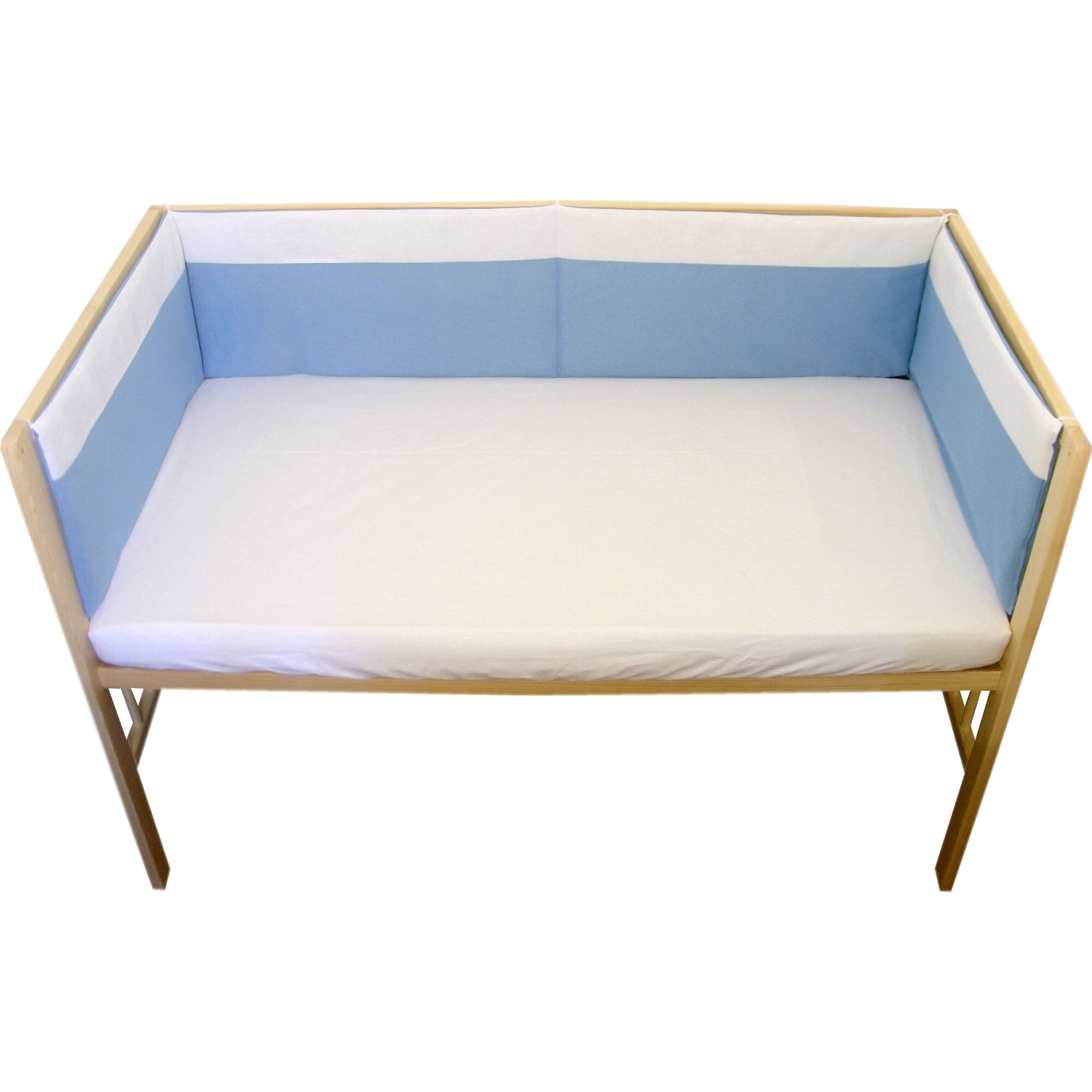 Set aparatoare albastru cu alb, in patut 120 x 60 cm