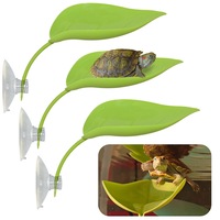 Insula plutitoare reptile, Garsonal®, Decor acvariu cu 3 ventuze, accesorii multifunctionale pentru terrariu, potrivit pentru testoase, broaste, serpi, gecko si agame cu coama, din ABS, Verde