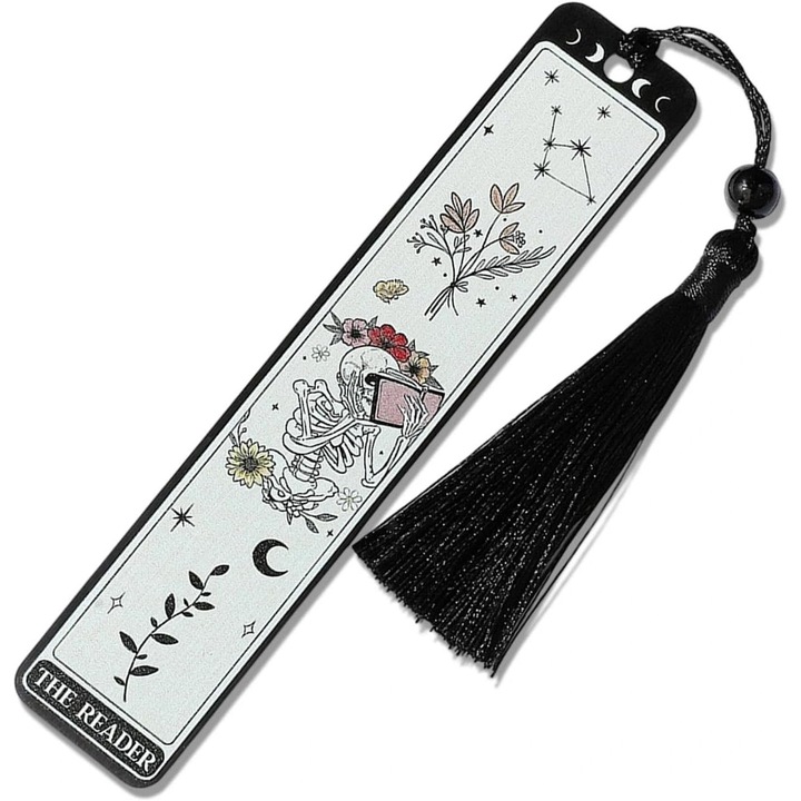 Semn de carte Craniu Romantism Intunecat, Otel Inoxidabil, Accesorii Carti