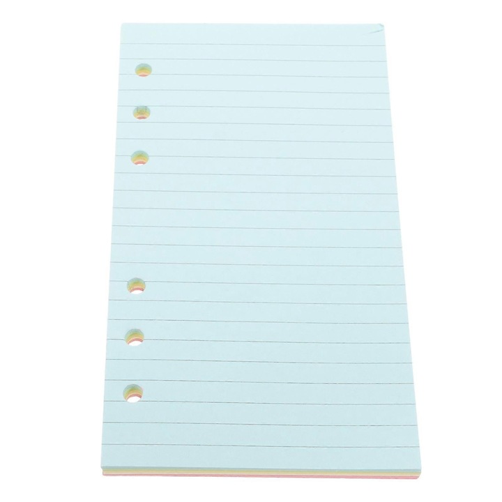 Hartie insertii A6 emag-FU-K0548-26810-15104, pentru planner 6 inele, cu linii orizontale, multicolor, 50 file, 17.2 x 9.5 cm