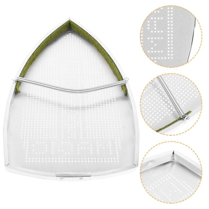 Protectie pentru talpa fierului de calcat emag-FU-K0548-26810-15425, aluminiu perforat anti-lipire, argintiu, 22 x 13 x 1.5 cm