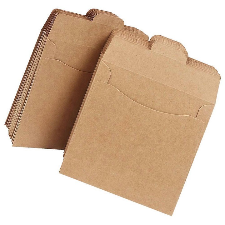 Kraft papír borítékok CD/DVD-hez, világosbarna, 100 db-os szett, 12.3 x 12.3 x 0.2 cm