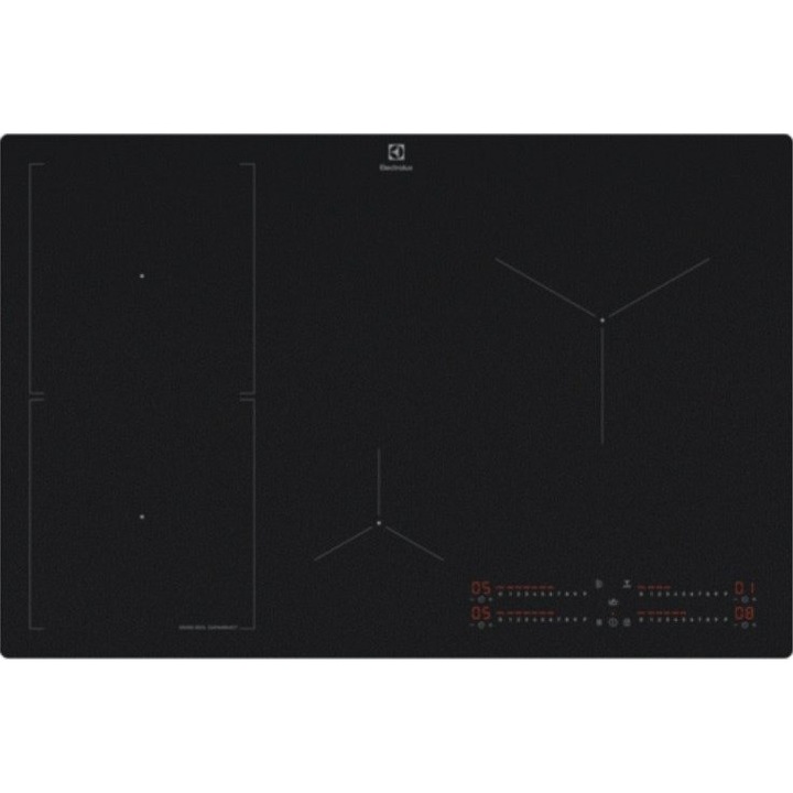 Индукционен плот Electrolux Серия 700, 77 см, 7350 W, 4 зони, тъч контрол, черен