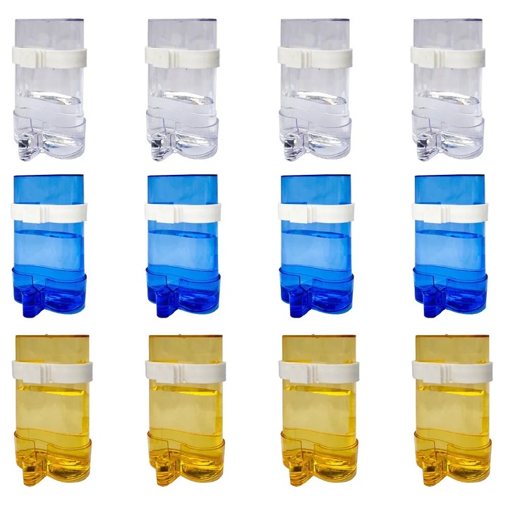 Dispozitiv de adapare pentru pasari ZYBLSSBB, dozator automat din plastic, multicolor, set 12 buc
