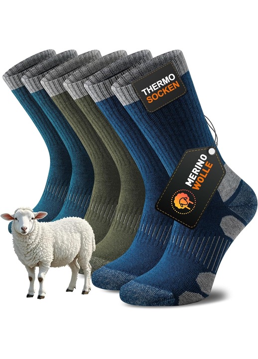 Merino Gyapjú Termo Zokni - 3 Pár, Férfi/Női, Túrázáshoz