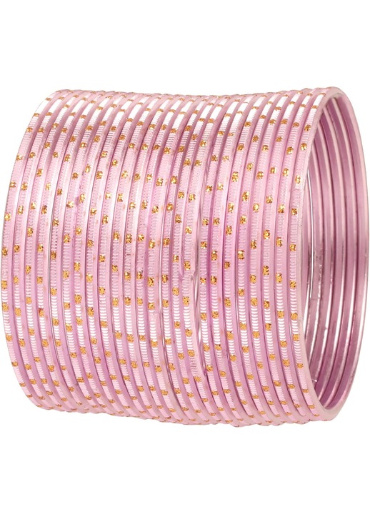 Set 24 Brățări Femei Aur Antichizat Roz Texturat, 6.35 cm