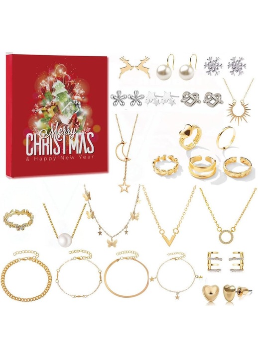 Set Calendar Advent Bijuterii 2025 Hifot, 24 Piese, Aurite, Elegante