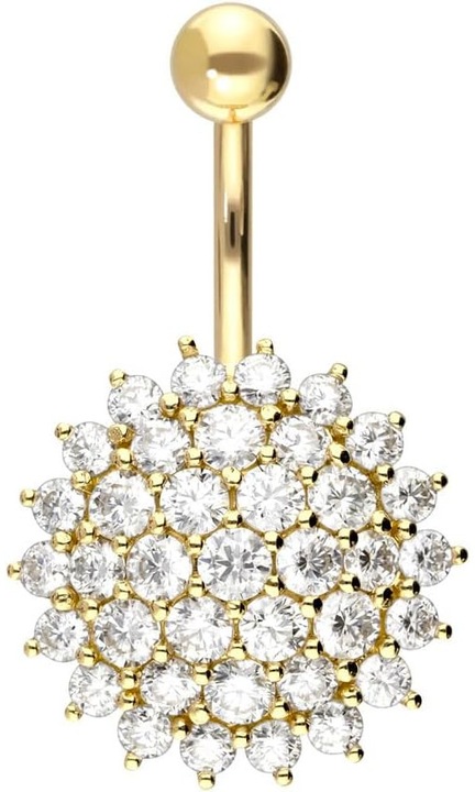 Piercing buric, floare Moissanite, aur galben 585, 14/18K