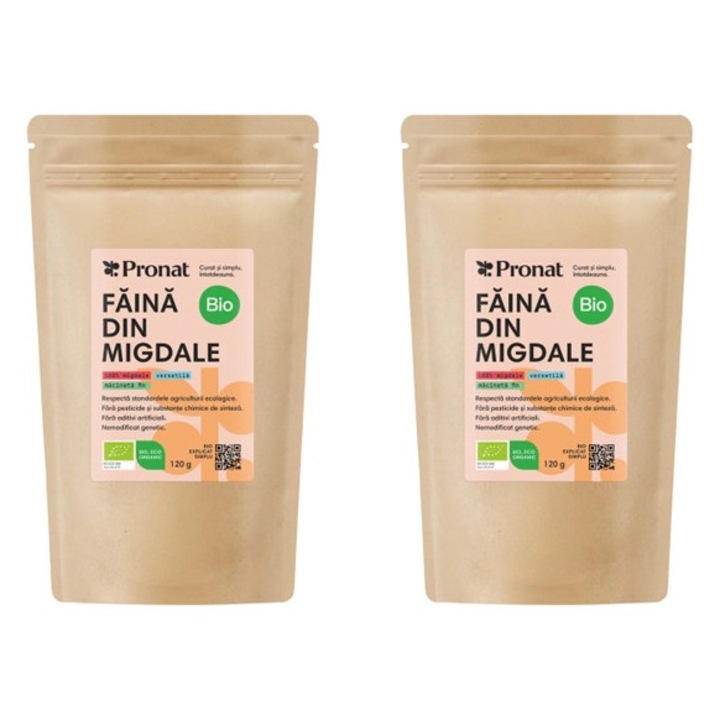Pachet 2 x Faina de migdale bio, 120g Pronat