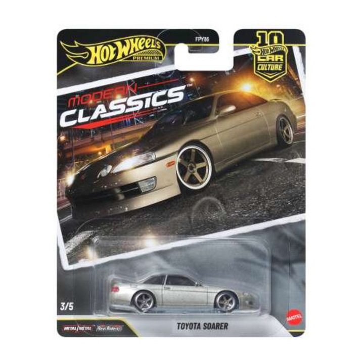 Toyota Soarer ezüst színű autómodell, 1:64 méretarányú, Hot Wheels