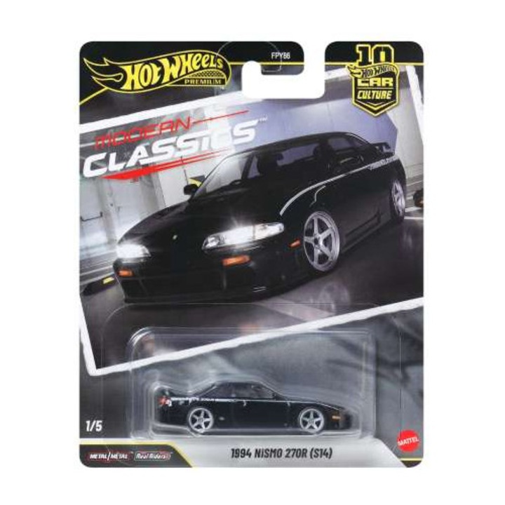 Nissan Silvia (S14) NISMO Customized fekete autómodell 1:64 Hot Wheels