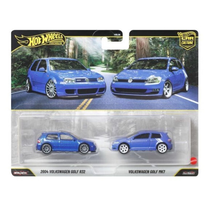 Autómodellek 2-csomag: Volkswagen Golf R32 (NT) 2004 és Volkswagen Golf Mk7 (CF) 1:64 Hot Wheels