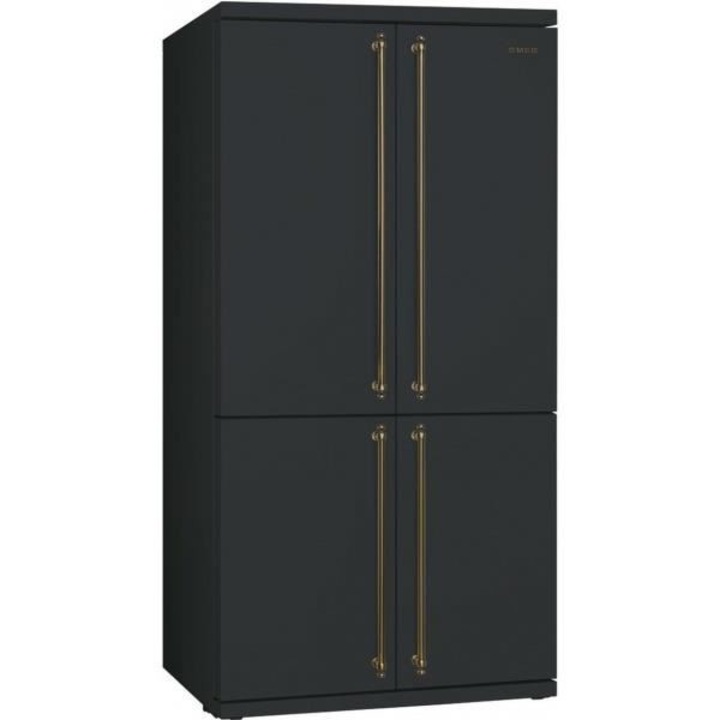 Side by side SMEG COLONIALE FQ60CAO, Clasa A+, 610 litri, Latime 92 cm, total No Frost, 4 usi, negru antracit