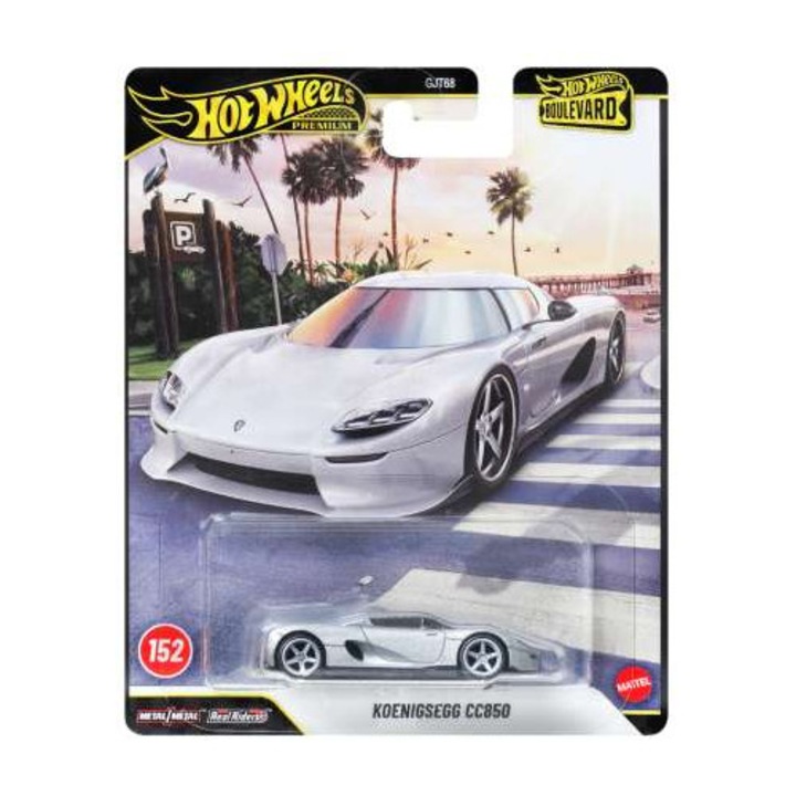 Koenigsegg CC850 ezüst színű autómodell 1:64 méretarányban, Hot Wheels