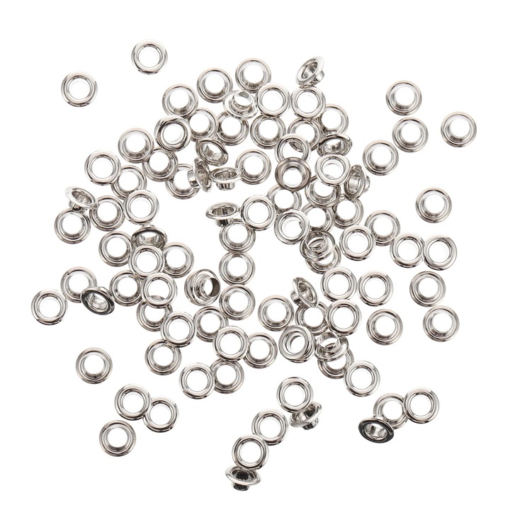 Ochiuri metalice pentru perdea ZYBLSSBB LSM2xh755-BCS0084648-1, alama nichelata, argintiu, set 100 buc