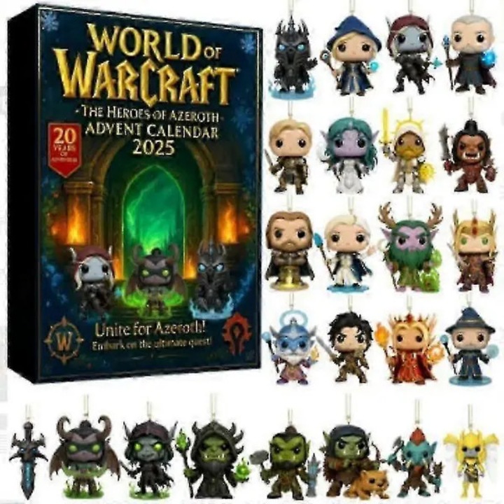 Адвент календар с колекционерски орнаменти, тема World of Warcraft, 20 фигурки тип "сляпа кутия", многоцветен, 2025, PRE-CJk0515-26-0810-3014