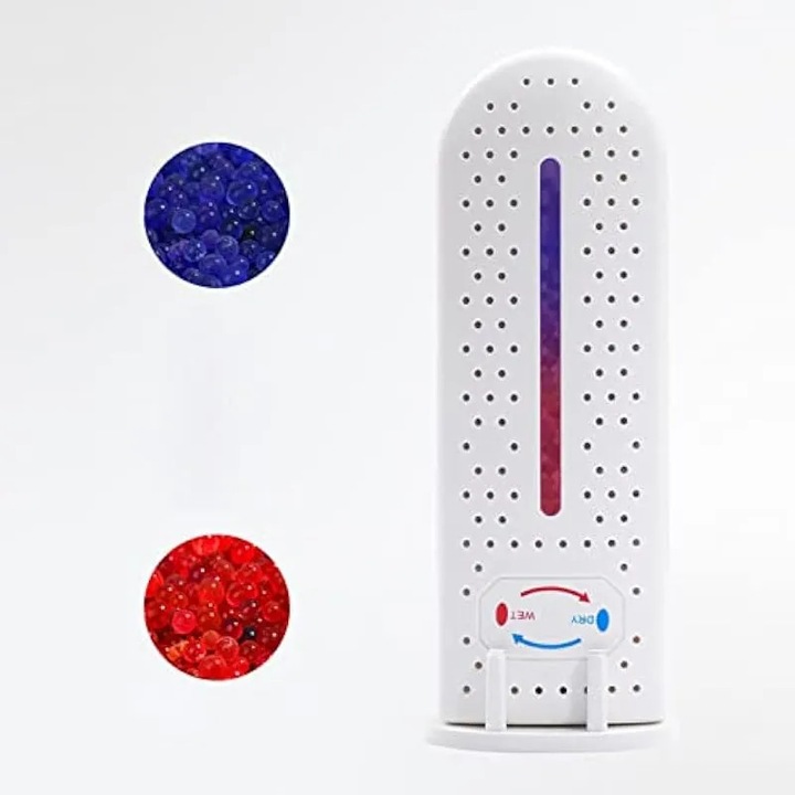 Dezumidificator electric cu gel de silice K0544-26810-4021-AMC, USB, uscare rapida cu rezistenta interna, indicator vizual cristal (albastru→rosu), carcasa ABS alb, consum 110 W