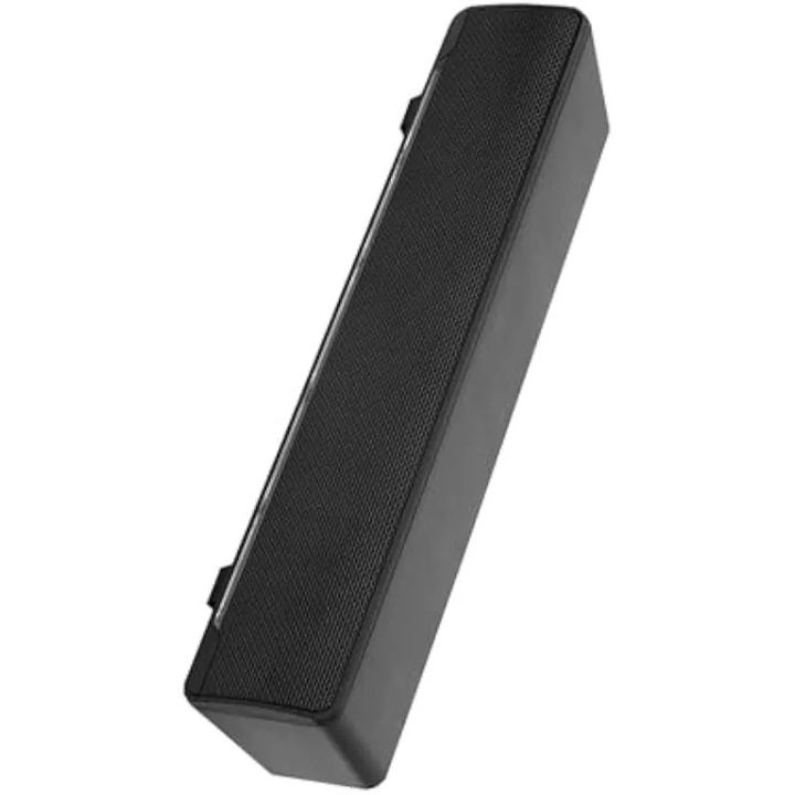 Soundbar USB pentru PC K0544-26810-4128-AMC, stereo 3D cu bass, intrare 3,5 mm, control volum pe cablu cu LED albastru, negru, 32 x 6,4 x 6,8 cm