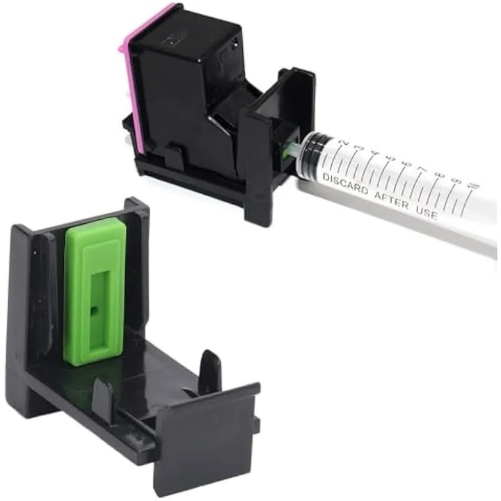 Utántöltő készlet tintapatronokhoz K0544-26810-4210-AMC, 10 ml-es szívópumpa, szorítóbilincs tartó klipszes zárral, kompatibilis 816/817/802/21/22/304/650, fekete/zöld