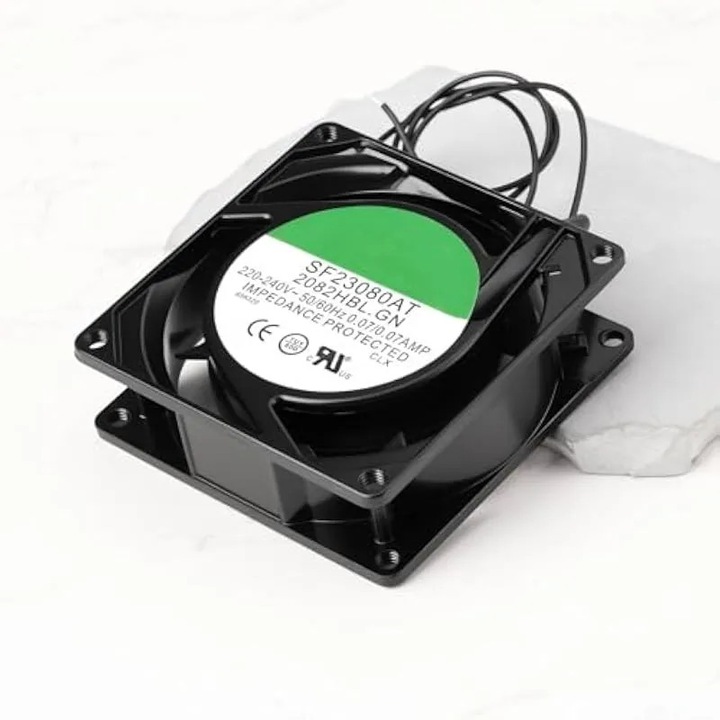 Ventilator axial SF23080AT-2082HBL.GN (K0544-26810-3348-AMC), rulmenti cu bile, 220-240 V AC 50/60 Hz, 80 x 80 x 25 mm, negru