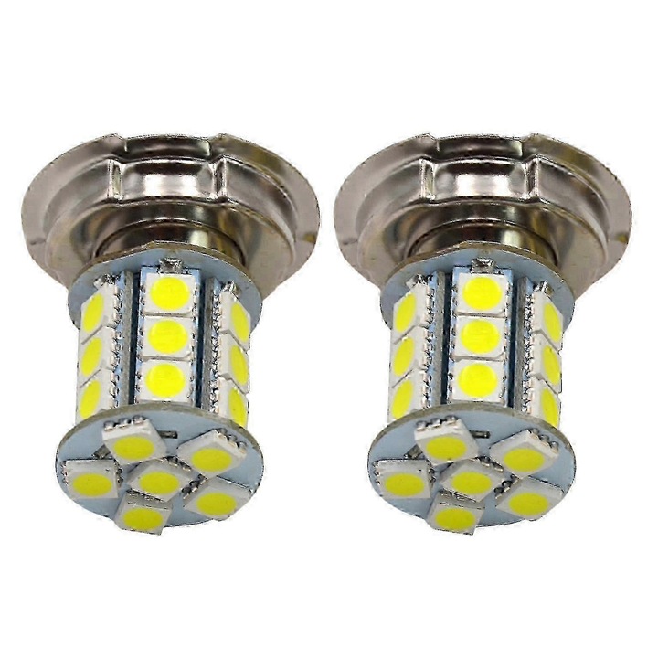 Bec LED P26S 12V motorkerékpárhoz, 24 x SMD 5050, közvetlen izzószálcsere, 21 x 43.5 mm, 2 db-os készlet.