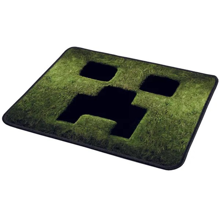 Mousepad gaming Minecraft Creeper, textile cu baza antiderapanta, verde/negru, 30 x 25 cm, 3 mm, model 31CJ-K0274-260810-3455