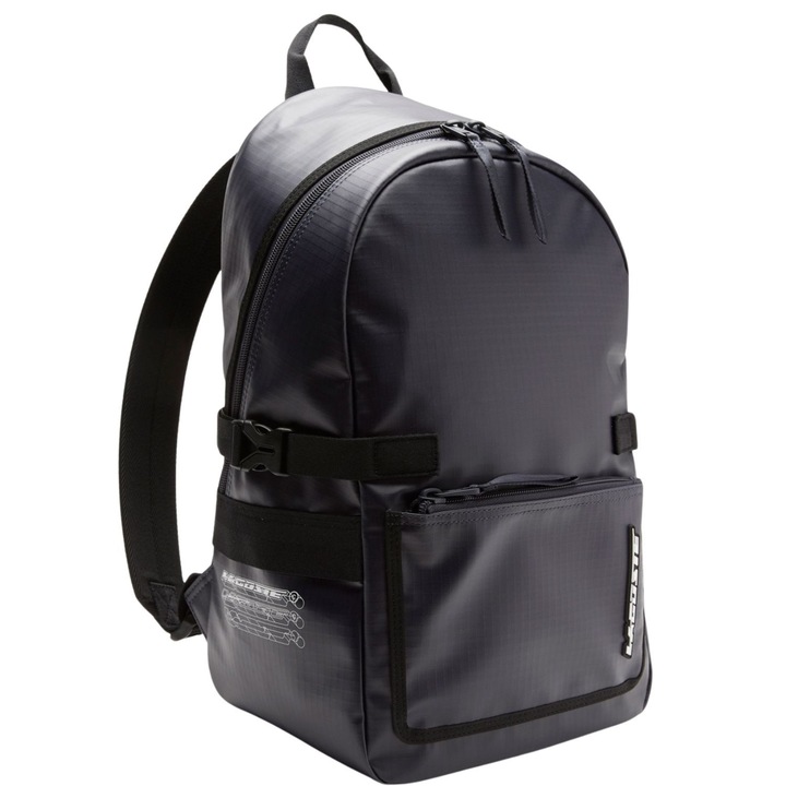 Lacoste, rucsac urban din poliester Ripstop cu compartiment pentru laptop 11" NH4264SBM20, negru, 42 x 30 x 14 cm