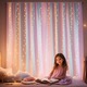 Perdele voal transparente curcubeu, set 2, 150 x 213 cm per panel, multicolor pastel