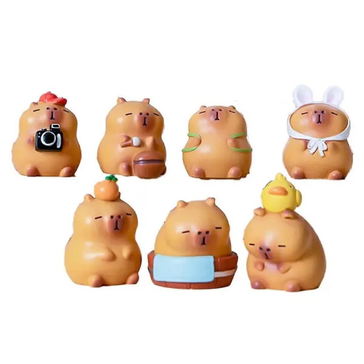 Ornament figurina capybara din rasina, blind box, stil caricatura, caramel, 7 x 6 x 4.5 cm, 1 buc., cod 31CJ-K0274-260810-6374