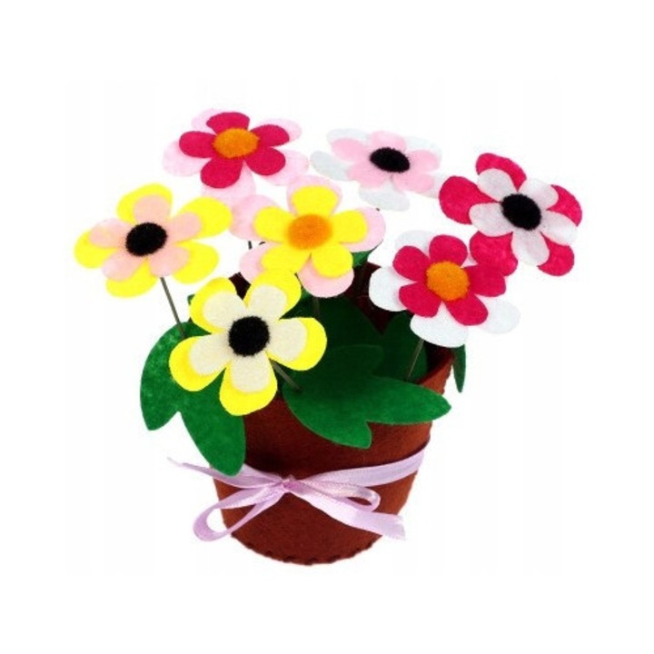 Kit DIY flori in ghiveci YG-SSCNN66, din fetru (poliester), multicolor