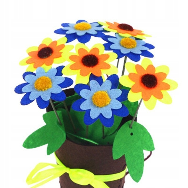 Kit DIY flori din fetru in ghiveci YG-SSCNN66, material fetru/polyester, multicolor