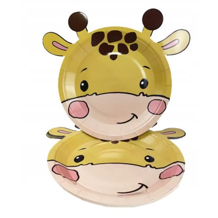 Farfurii de hartie cu imprimeu girafa, galben, set 10 buc.