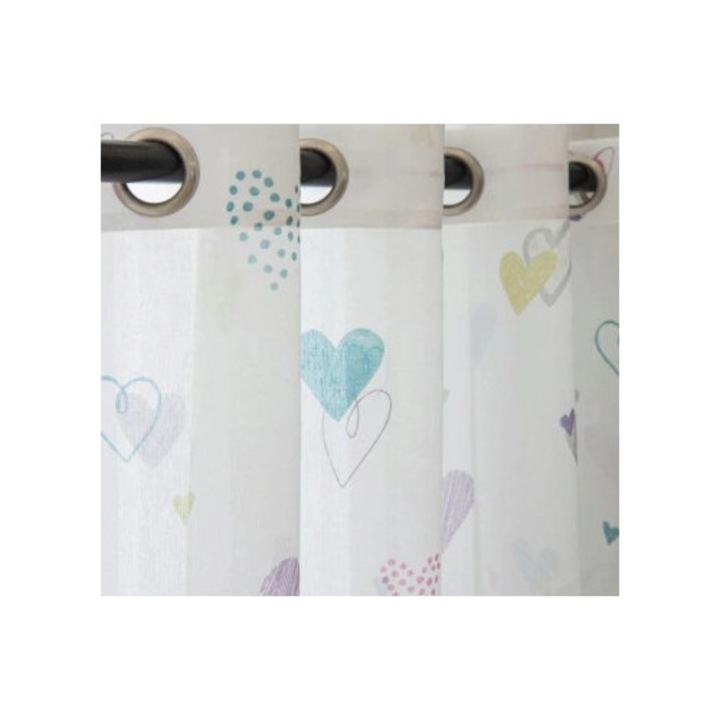 Perdea 31CJ-K0274-260810-8989 cu inimioare multicolore, 100 x 130 cm