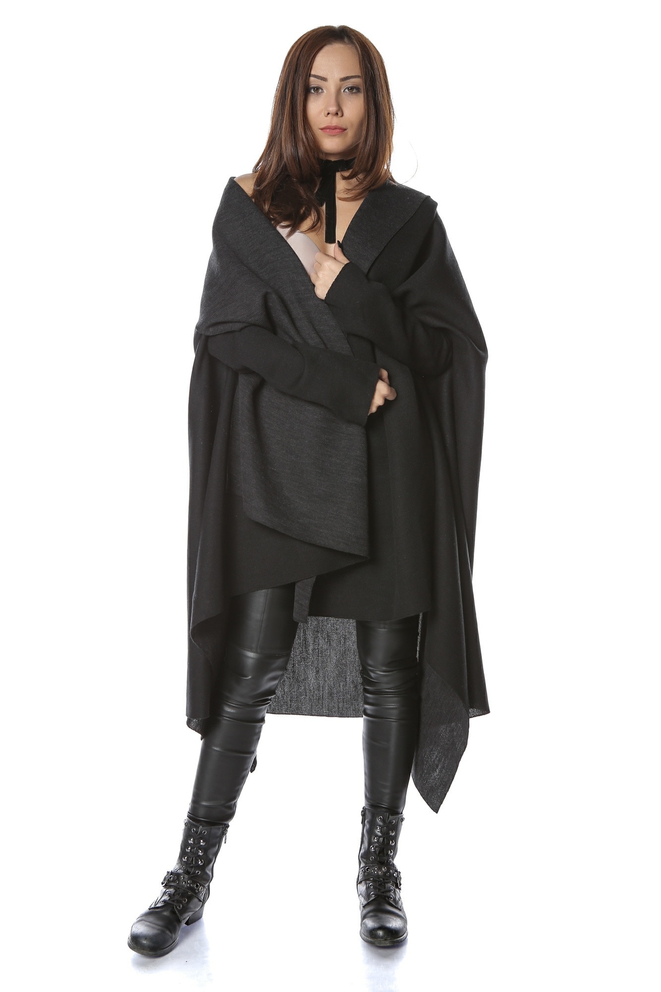 Cardigan supradimensionat negru, marime unica