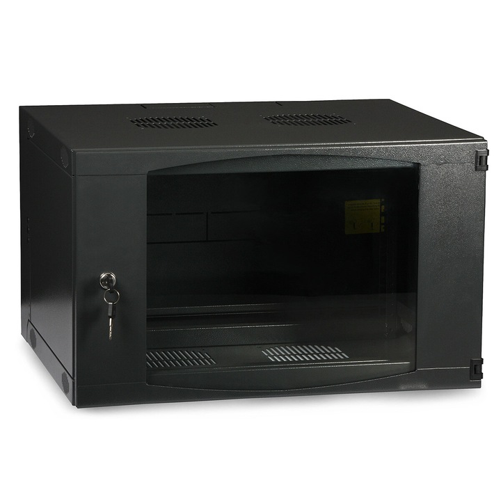 6U 19'' rack szekrény (450mm, felfüggesztett, dupla nyílással)