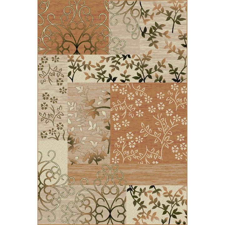 Modern Szőnyeg Lotos, 1521-115, Virágos, Négyszögletes, Krémszínű / Bézs, 80 x 150 mm
