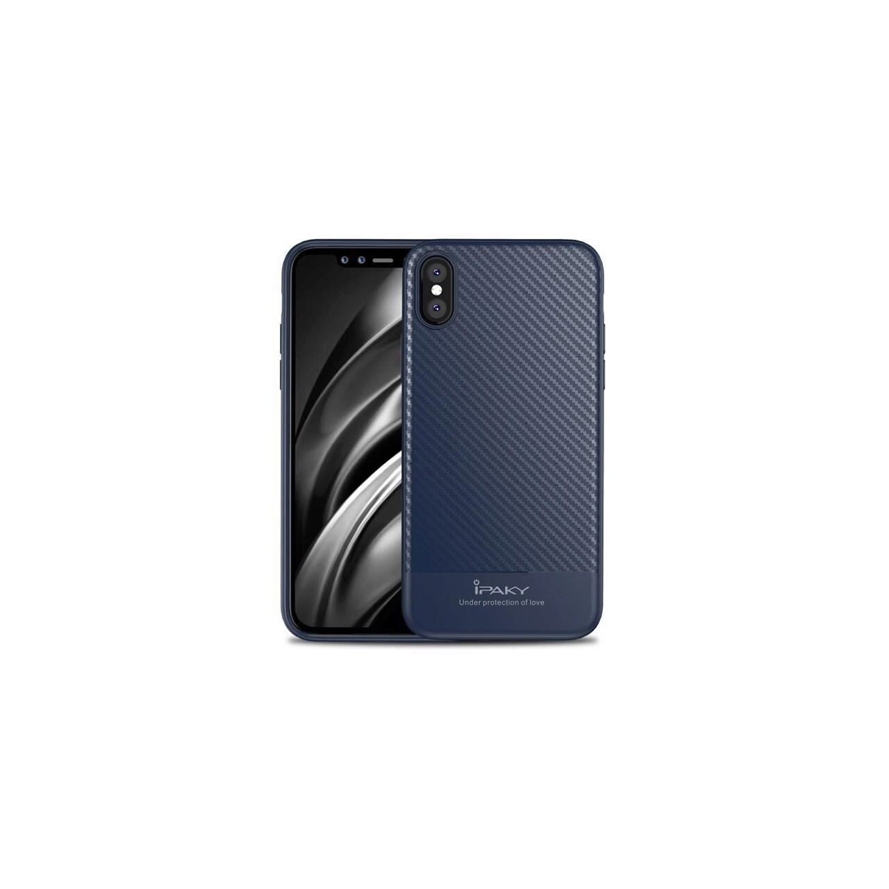 Husa Ipaky Fibre Carbon Albastra Pentru Iphone X