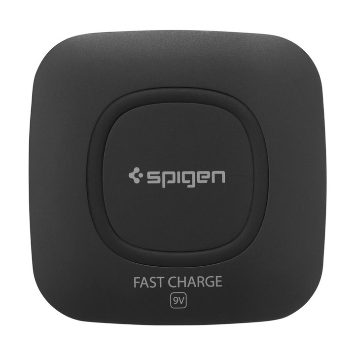 Incarcator Universal Inductie Spigen F301W Wireless Fast Charger 9V Negru