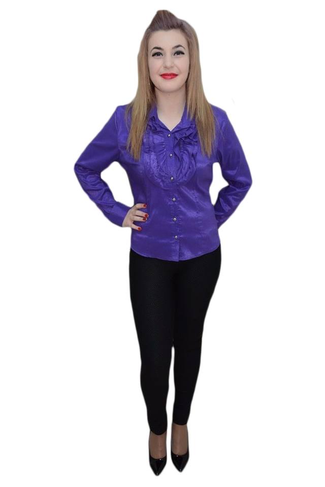 Camasa fashion cu model creponat, D&J Exclusive, Mov, 40