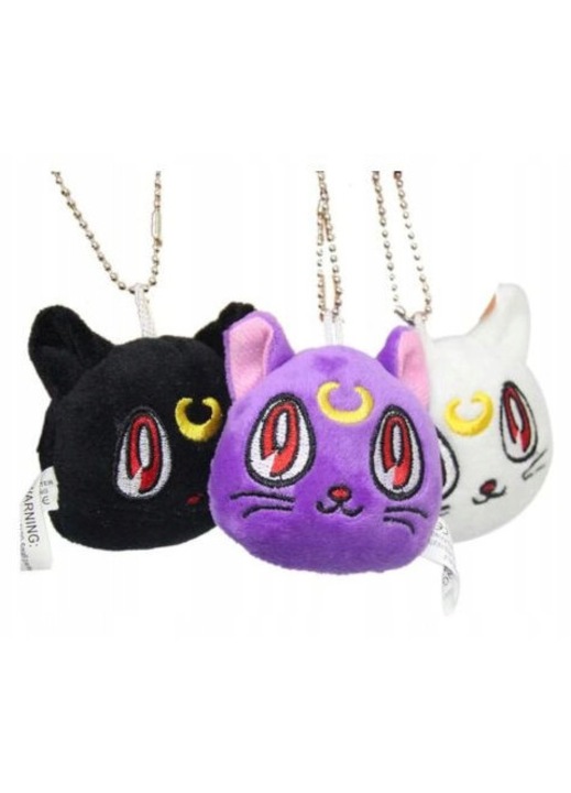 Breloc plus pisica Sailor Moon cu semiluna brodata, multicolor