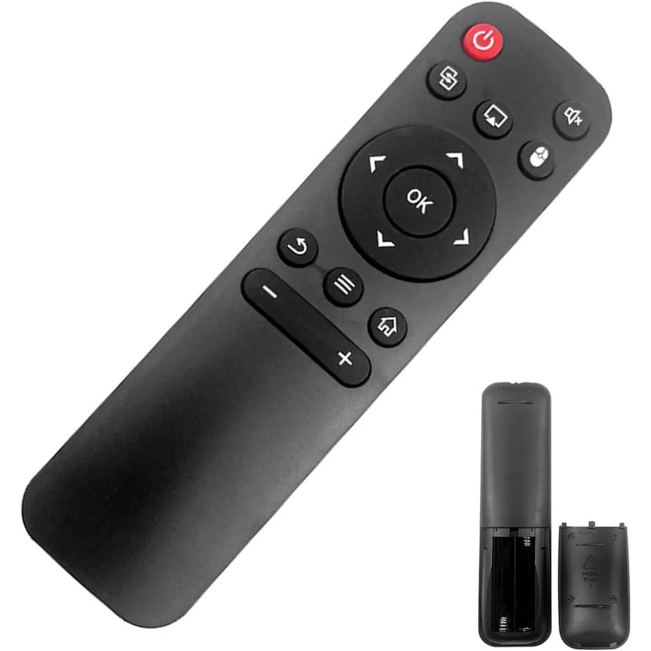 Univerzális távirányító K0255-0810-CDCJ3896 projektorhoz, kompatibilis a Kehoo HY300/HY300Pro/HY320mini/HY320 és Xgody/Gaimoo modellekkel, ergonomikus kialakítás, fekete
