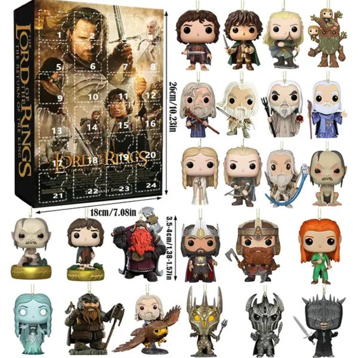 Адвент календар The Lord of the Rings Blind Box, комплект от 24 изненади с акрилни фигурки/орнаменти, многоцветен, 26 x 18 x 3 cm