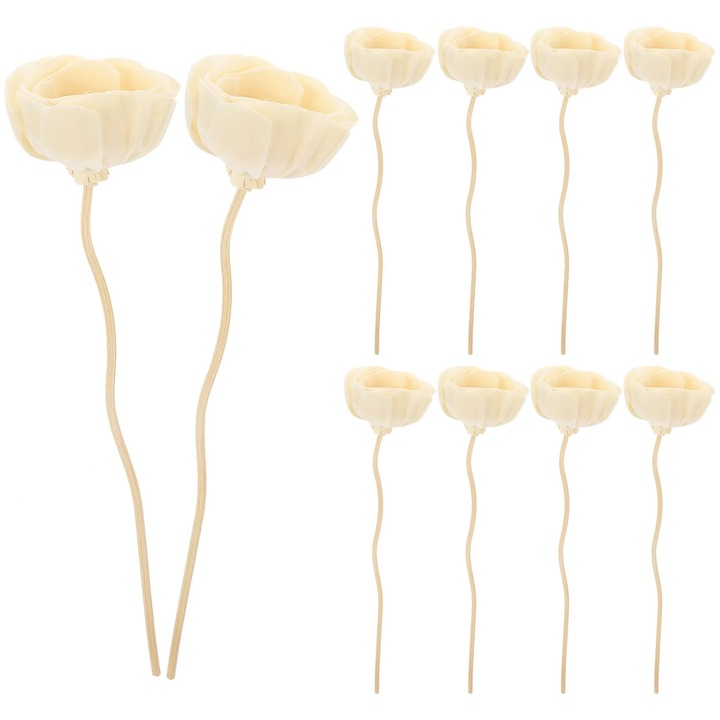 Bete pentru difuzor YANYXR BCS3561827, design floare din papirus si lemn, bej, set 10 buc, 22 x 4.5 x 4.5 cm